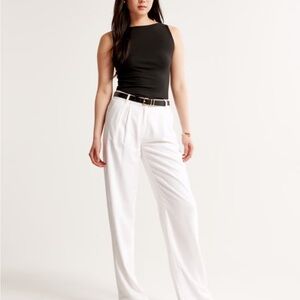 A&F Sloane Low Rise Tailored Linen-Blend Pant - white size 25